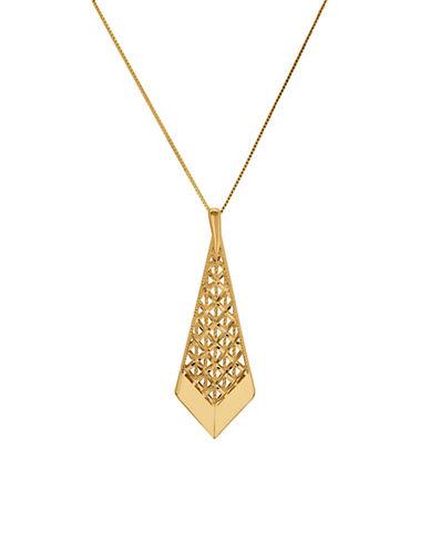 Lord & Taylor 14k Yellow Gold Perforated Pendant Necklace