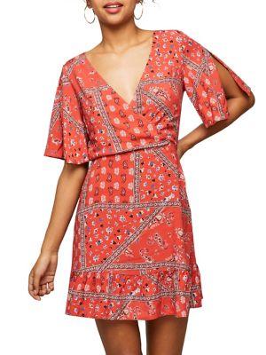 Miss Selfridge Scarf Angel-sleeve Mini Dress