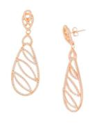 Lord & Taylor Goldplated Oval Swirl Pave Earrings
