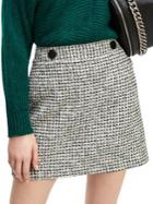 Miss Selfridge Monochrome Boucle Button Mini Skirt