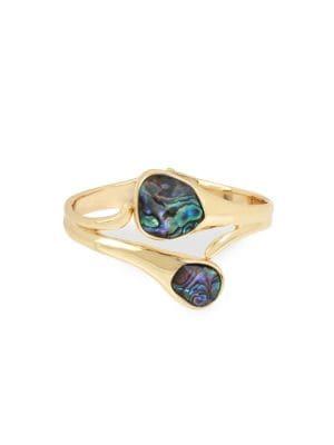 Robert Lee Morris Collection Abalone Sculptural Bypass Hinged Bangle Bracelet