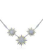 Lord & Taylor Two-tone Cubic Zirconia And Sterling Silver Starburst Necklace