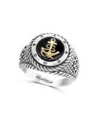Effy Gento Black Onyx, Diamond, 14k Yellow Gold And Sterling Silver Anchor Ring
