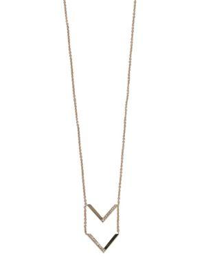 Michelle Campbell Pave White Crystal Double V Pendant Necklace
