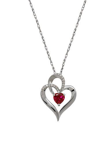Lord & Taylor Garnet, Diamond And Sterling Silver Heart Pendant Necklace