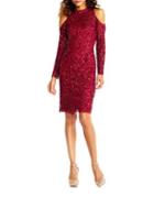 Adrianna Papell Beaded Cold-shoulder Dress