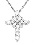 Lord & Taylor 14 Kt. White Gold Diamond Cross Pendant Necklace