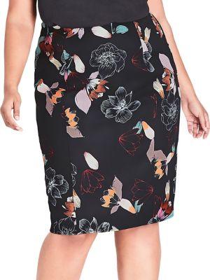 City Chic Plus Sketch Floral Skirt