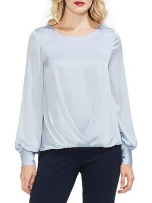 Vince Camuto Sapphire Sheen Ballon Sleeve Blouse