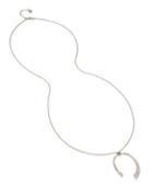 H Halston Rhodium Metal Crystal Open Pendant Necklace