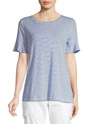 Michael Michael Kors Striped Flutter Slub Tee