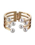 Bcbgeneration Pearl Perfect 10mm White Round Pearl Multi-row Hinged Cuff Bracelet