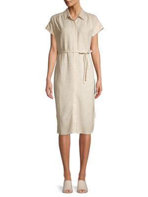 Lord & Taylor Linen-blend Short Sleeve Button Front Dress
