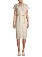 Lord & Taylor Linen-blend Short Sleeve Button Front Dress