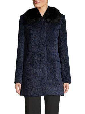 Sofia Cashmere Fox Fur-trim Button Front Jacket