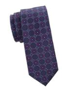 Black Brown Floral Medallion Silk Tie