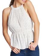 1.state Dot-print Pleated Halter Top