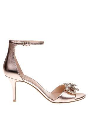 Jewel Badgley Mischka Miguela Metallic Leather Stiletto Sandals