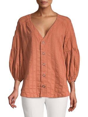 Free People Feel It Still Balloon-sleeve Button Top