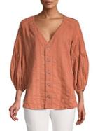 Free People Feel It Still Balloon-sleeve Button Top