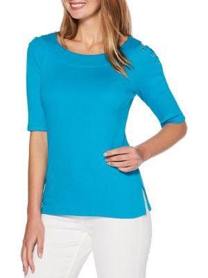 Rafaella Lace-up Shoulder Top