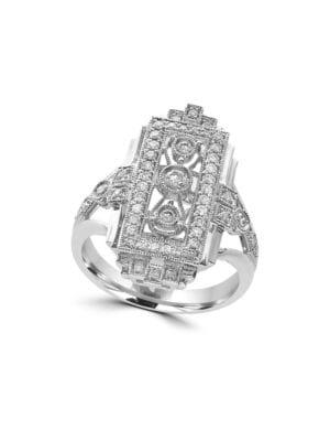 Effy Pave Classica 0.46 Tcw Diamond And 14k White Gold Geometric Split Shank Ring