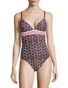 Kate Spade New York Floral Tile Triangle One-piece Swimsuit