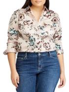 Lauren Ralph Lauren Plus Floral Cotton Sateen Shirt
