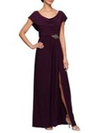 Alex Evenings Embellished Cowl-neck Gown