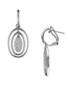Sonatina Oval Layered 14k White Gold & Diamond Dangle Earrings