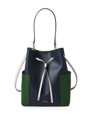 Lauren Ralph Lauren Colorblock Leather Drawstring Bag