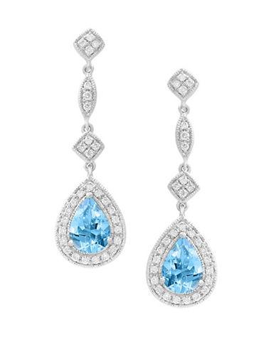 Effy Aquarius Diamond, Aquamarine And 14k White Gold Drop Earrings