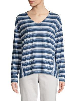 Jones New York Linear V-neck Top