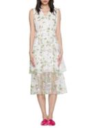 Walter Baker Odell Floral Embroidered Midi A-line Dress