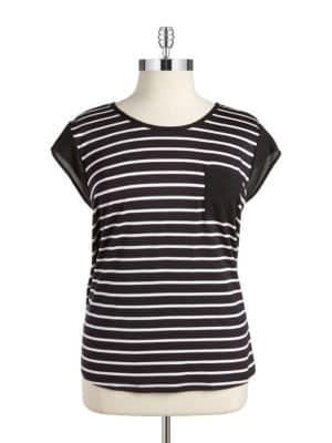 Calvin Klein Plus Striped Pocket Tee