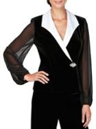 Alex Evenings Velvet Side-button Blouse