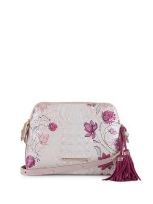 Brahmin Sydney Mini Embossed Leather Floral Crossbody Bag