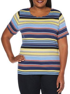 Rafaella Plus Stripe Cotton Top