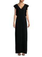 Laundry By Shelli Segal Ruffle-sleeve Maxi Dress