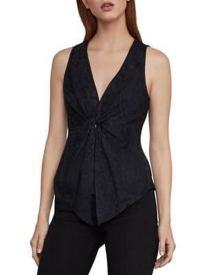 Bcbgmaxazria Leopard Print Twist-front Top