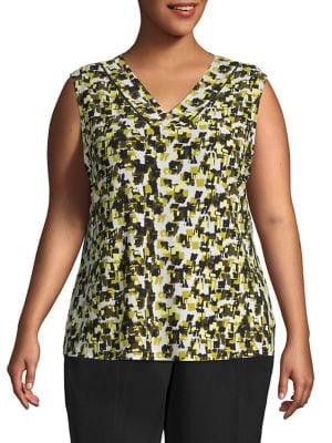 Kasper Plus Printed Sleeveless Top
