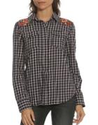 Driftwood Floral Embroidered Plaid Button-down Shirt