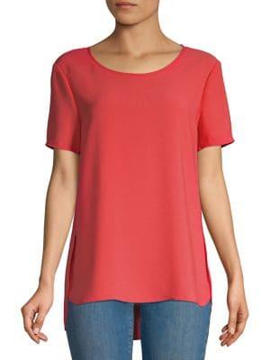 Lord & Taylor Short Sleeve Step Hem Blouse