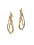 Lord & Taylor 14k Two-tone Gold Twist Hoop Earrings