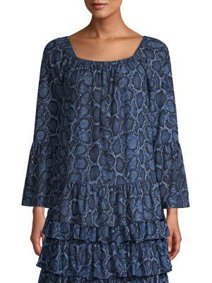 Michael Michael Kors Python Print Bell Sleeve Top