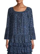 Michael Michael Kors Python Print Bell Sleeve Top