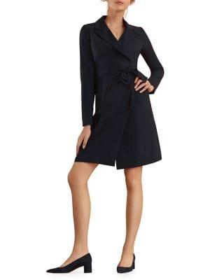 Brooks Brothers Red Fleece Double-breasted Wool-blend Faux Wrap Dress