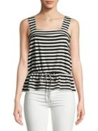 Lucky Brand Stripe Cotton Peplum Top