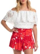 Trina Turk Shangri La Terrace Floral Lace Cropped Top