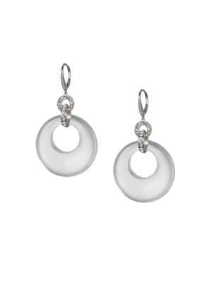 Nina Karlotta White Crystal Disc Drop Earrings